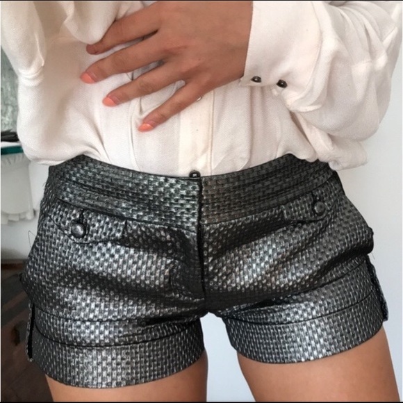 EXPRESS Metallic Graphite Grey Rolled Cuff Shorts - Picture 15 of 15